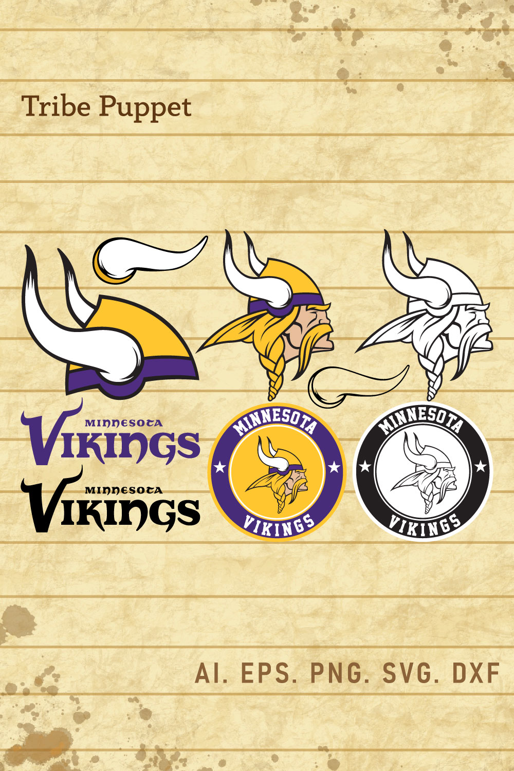 Minnesota Vikings logo Vector set pinterest preview image.