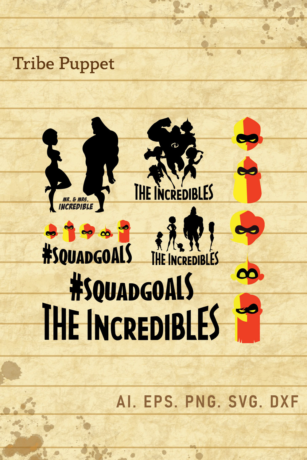The Incredibles Vector Set pinterest preview image.