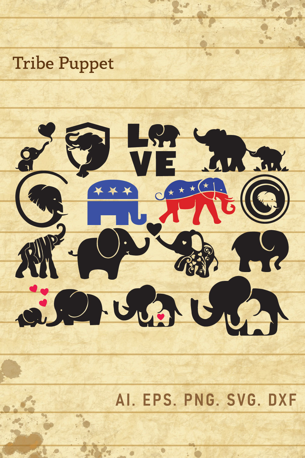 Bunch of elephants that are on a piece of paper.