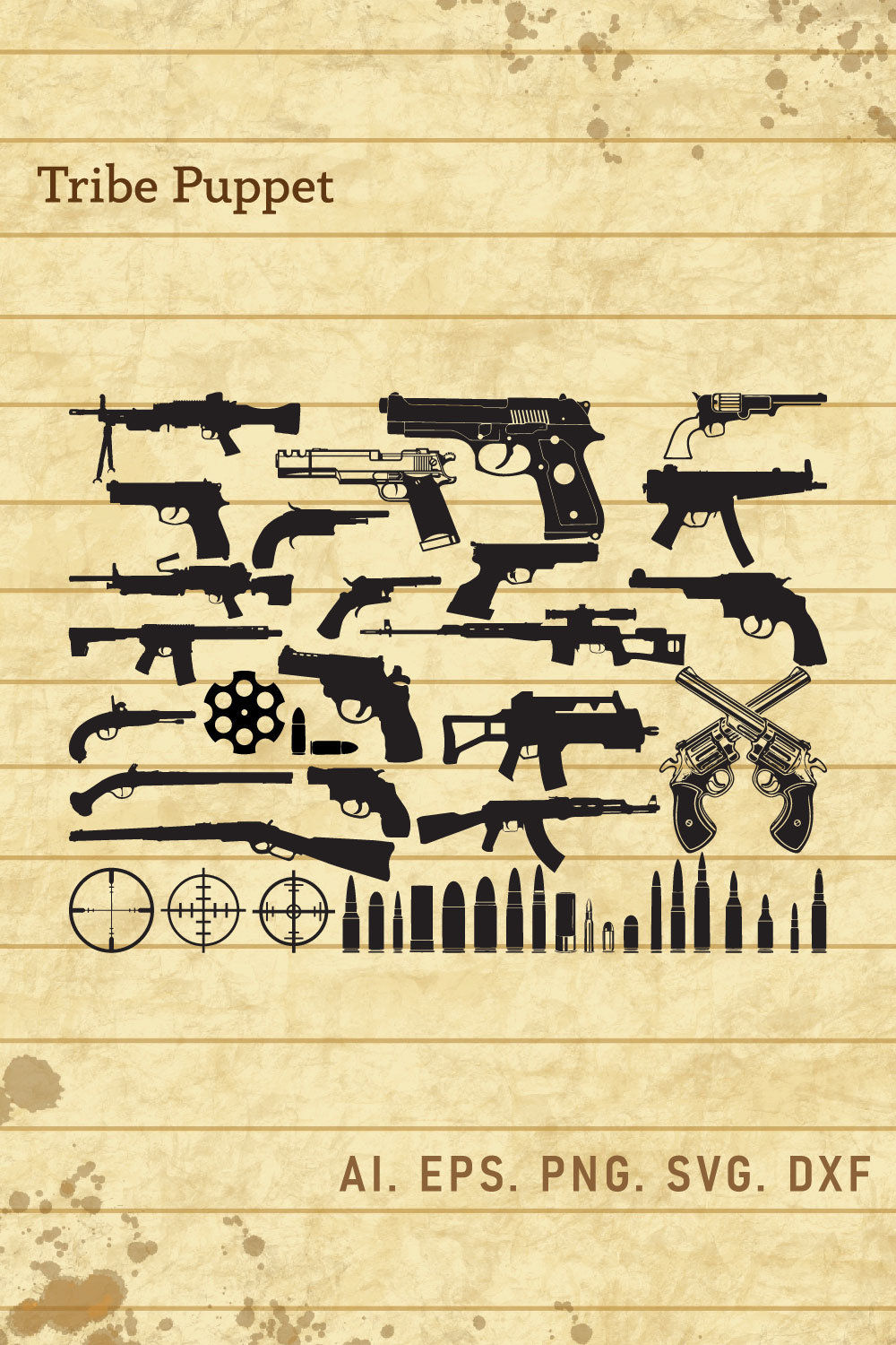 Guns Vector SVG Set pinterest preview image.