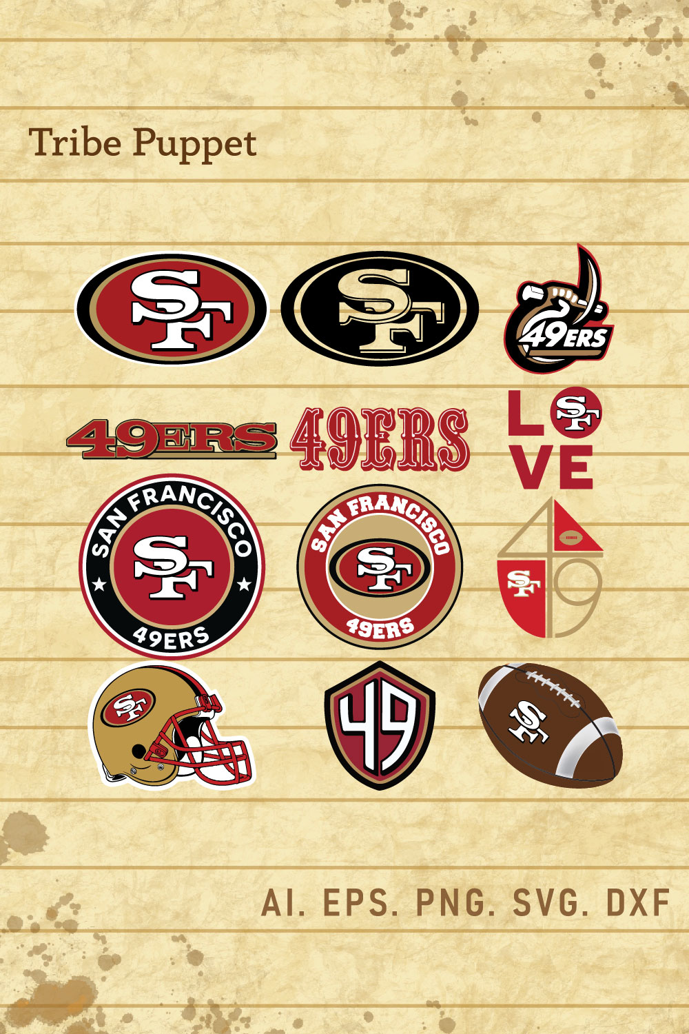 San Francisco 49ERS logo Vector Set pinterest preview image.