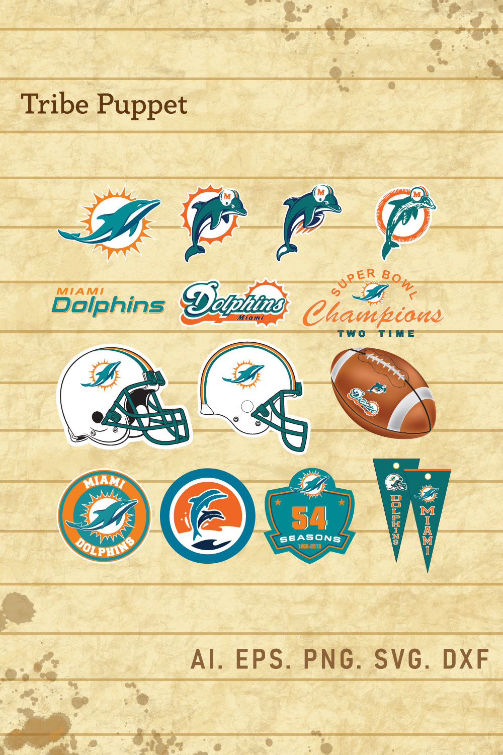 Miami Dolphin Logo SVG pinterest preview image.