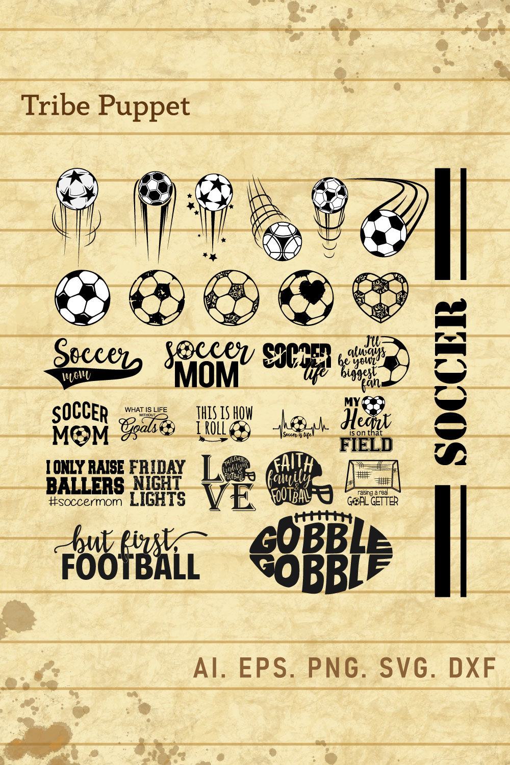 Soccer SVG pinterest preview image.
