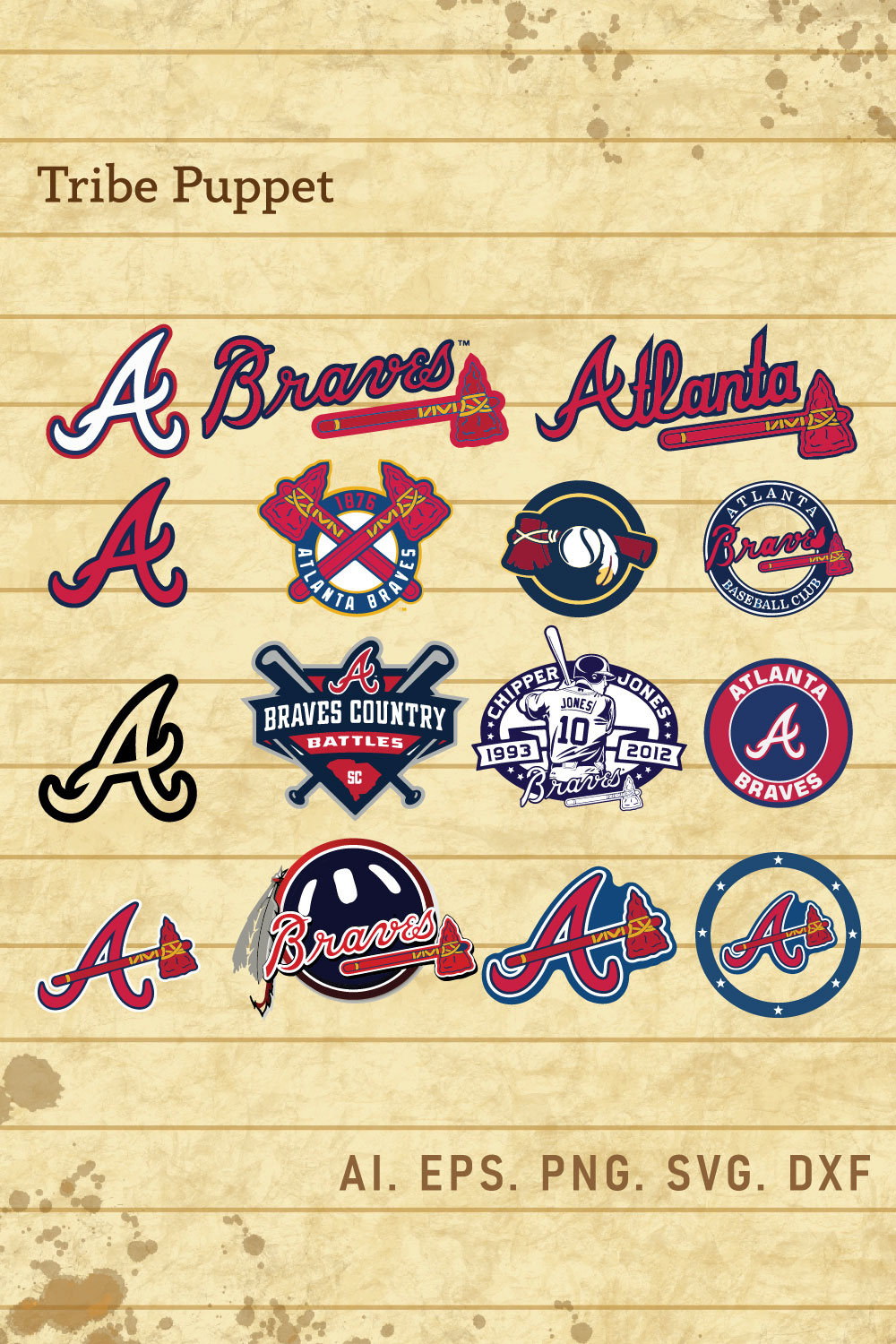 Atlanta Braves Logo(MAGNET) Type Monogram & tomahawk MLB Baseball
