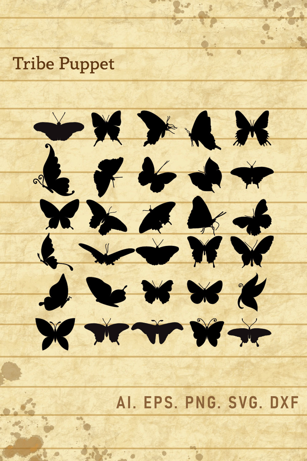 Butterfly Vector Set 2 pinterest preview image.