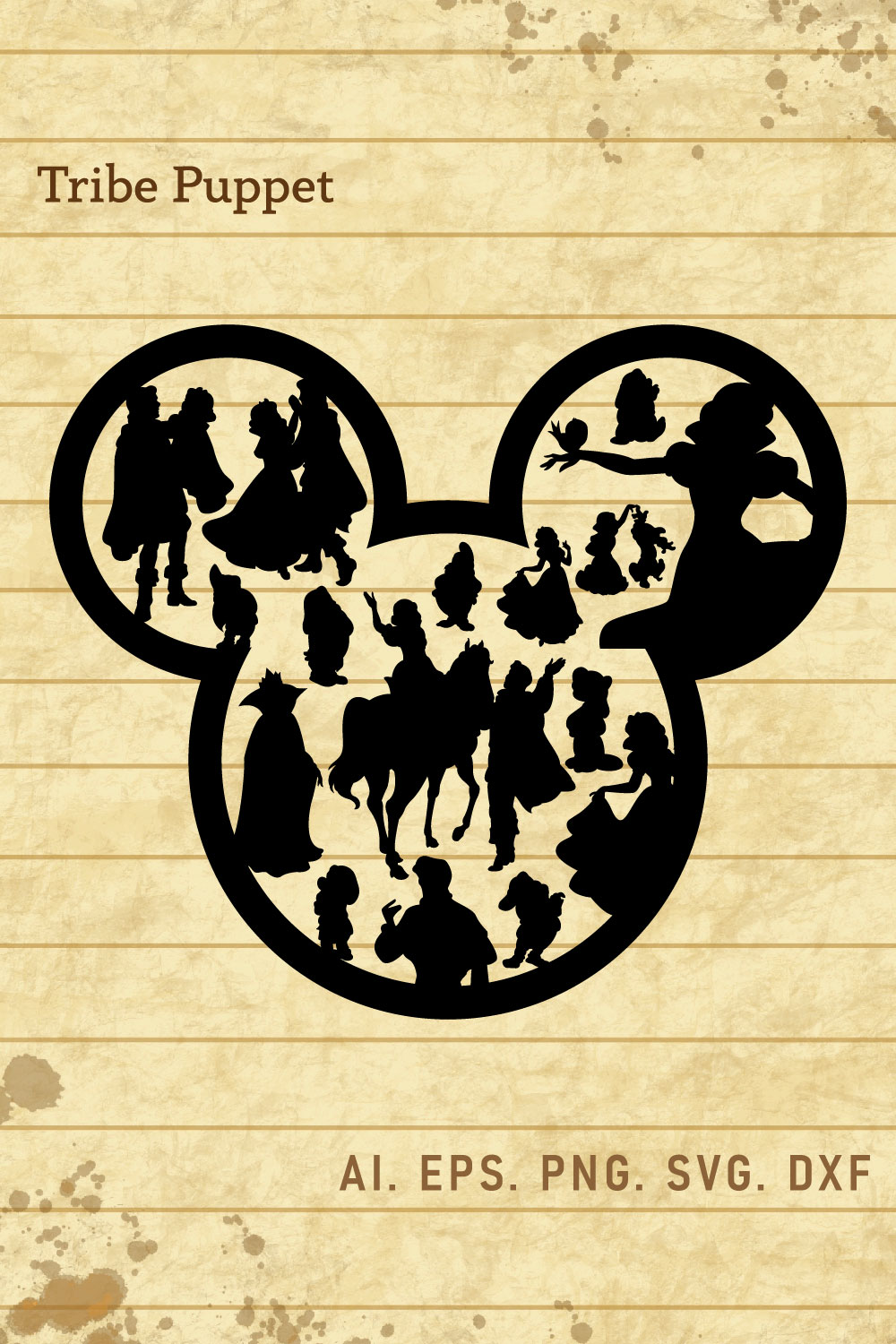 Disney Snow White and the Seven Dwarfs Mickey Vector pinterest preview image.