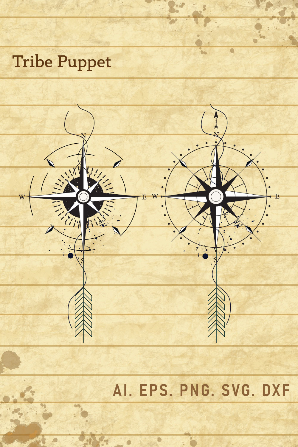 Compass Vector set pinterest preview image.