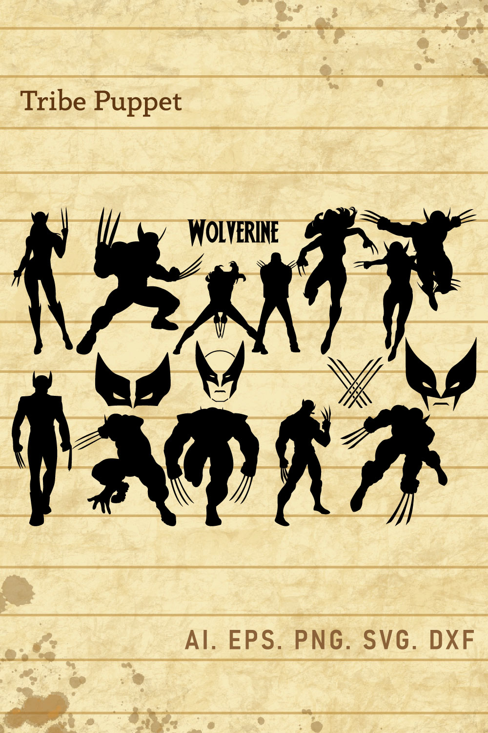 Marvel Wolverine Vector Set pinterest preview image.