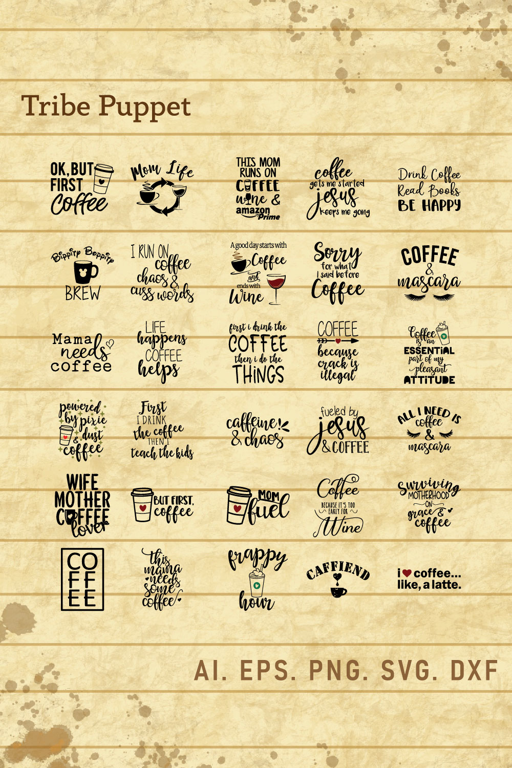 Coffee Quotes Typography pinterest preview image.