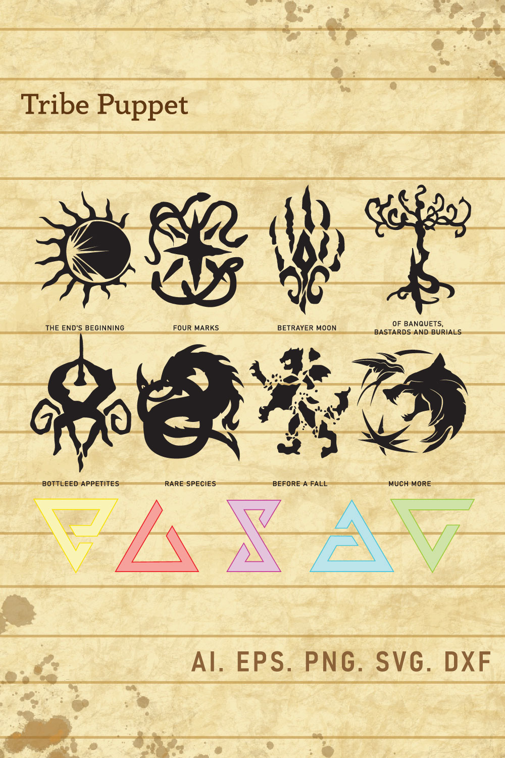 The Witcher Symbols Vector Set 2 pinterest preview image.