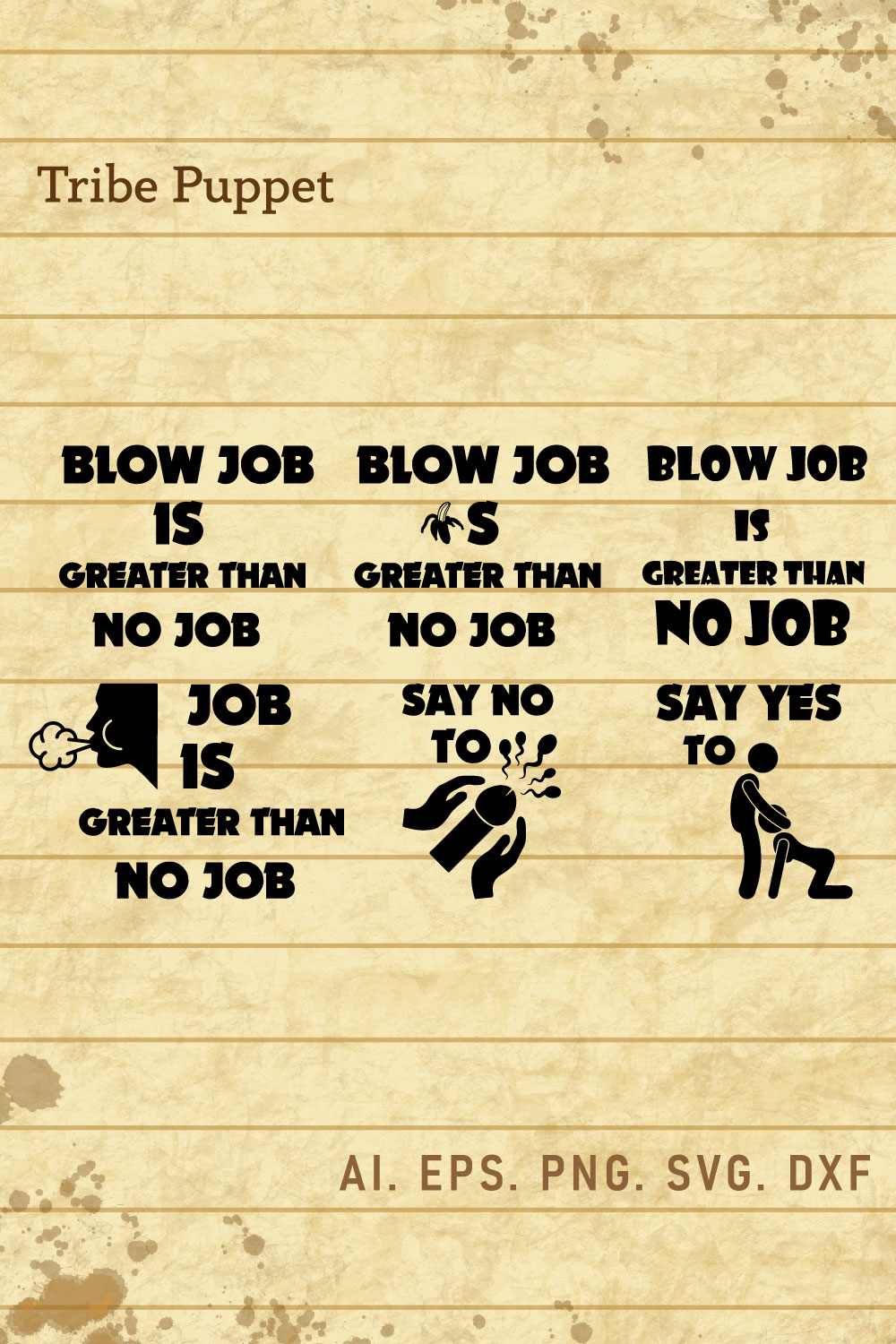 Blow Job Say Yes vector set pinterest preview image.