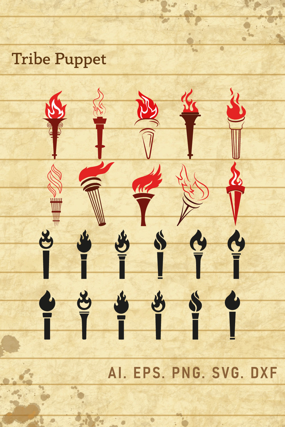 Flaming Torch SVG Set pinterest preview image.