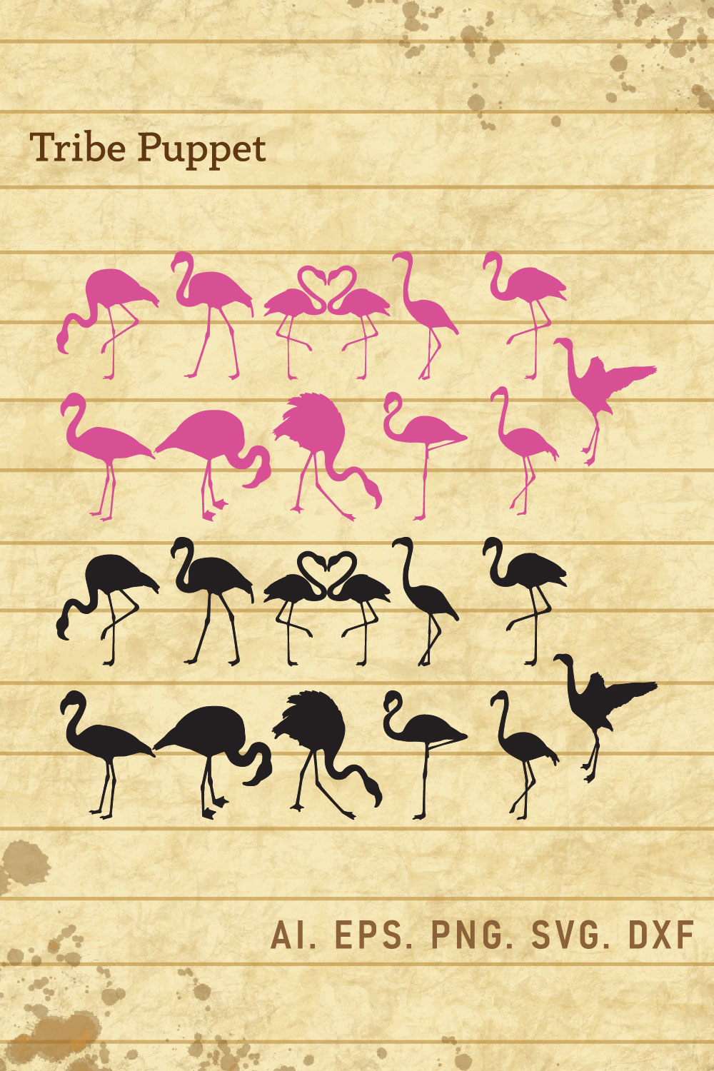 Group of pink flamingos standing on top of a piece of paper.