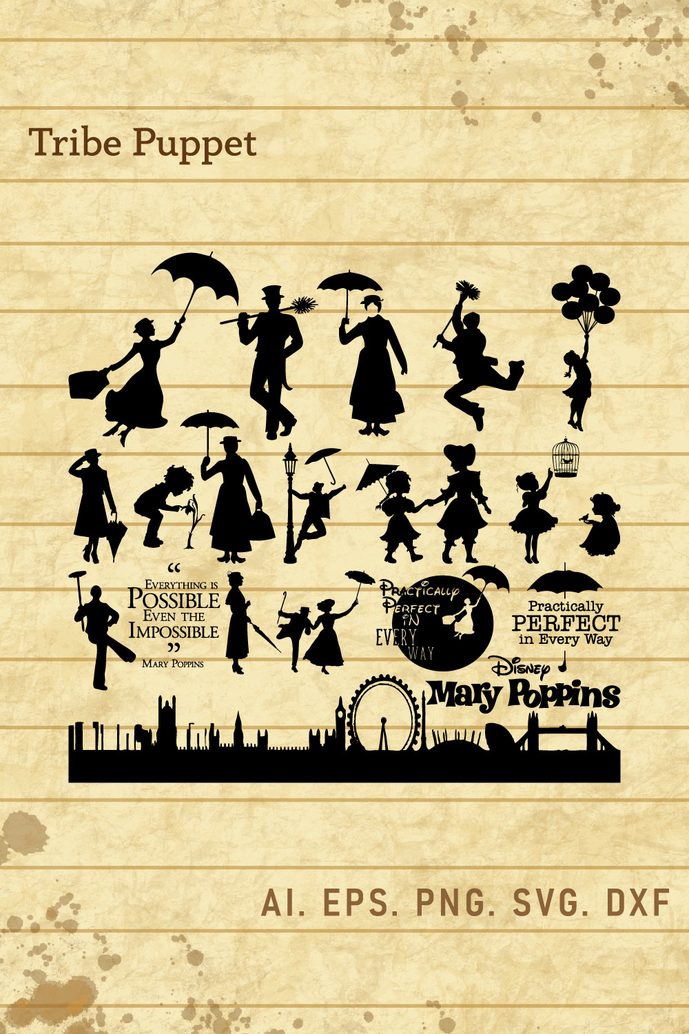 Disney Mary Poppins Vector Svg pinterest preview image.