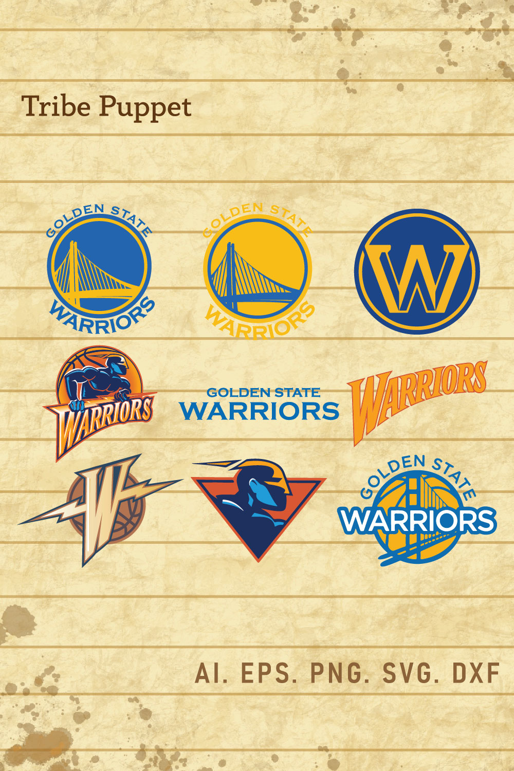 Golden State Warriors Logo SVG Set pinterest preview image.