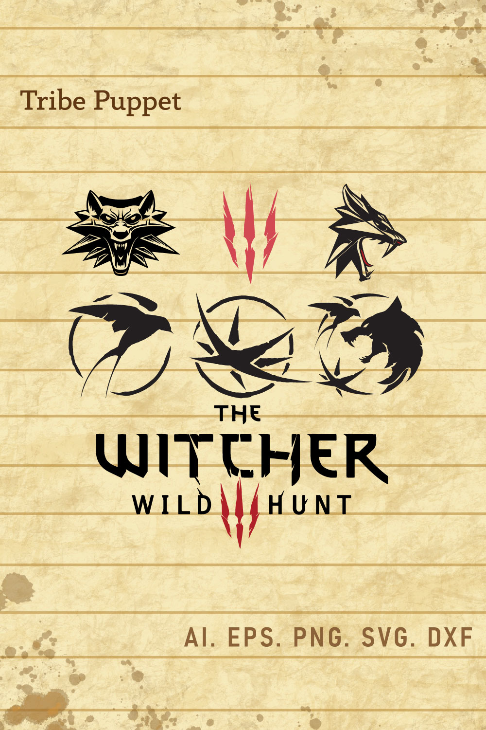 The Witcher Symbols Vector Set pinterest preview image.