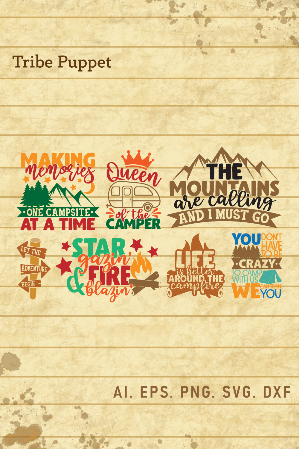 Camping Quotes Typography pinterest preview image.
