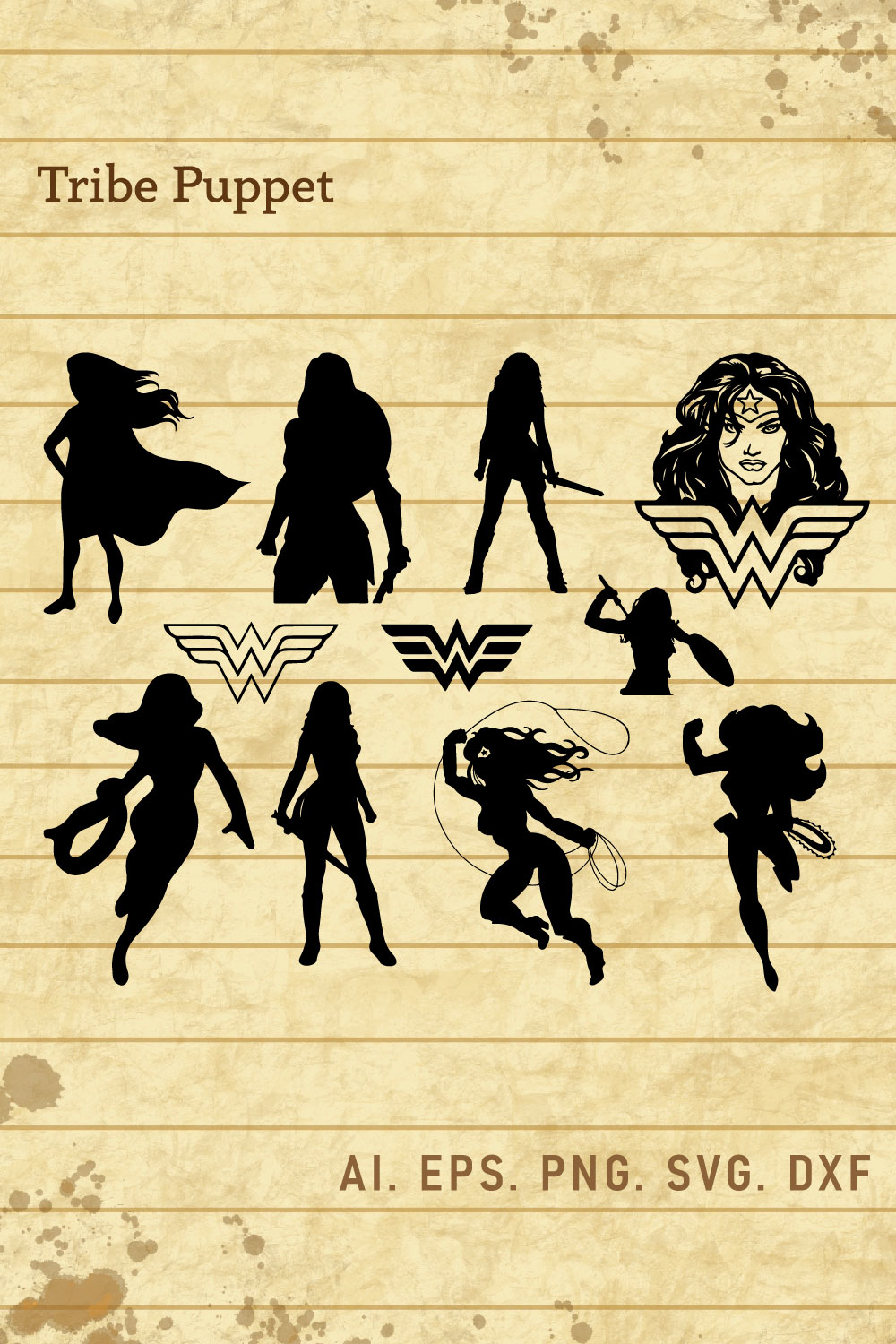 Wonder Woman SVG pinterest preview image.