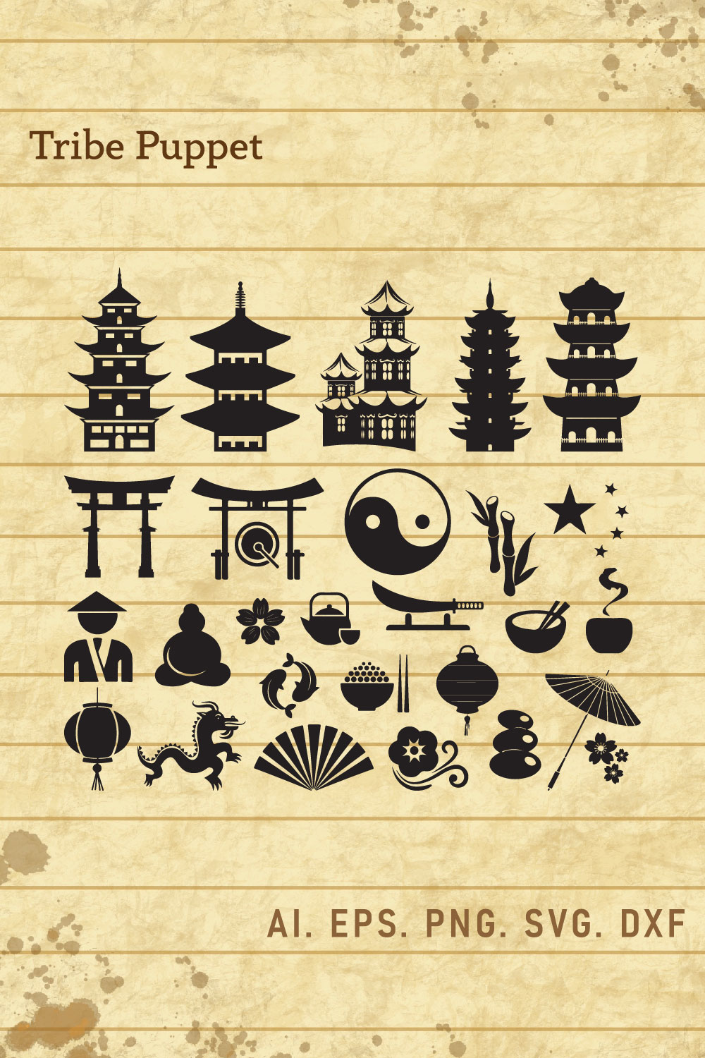 Chinese culture Vector set pinterest preview image.