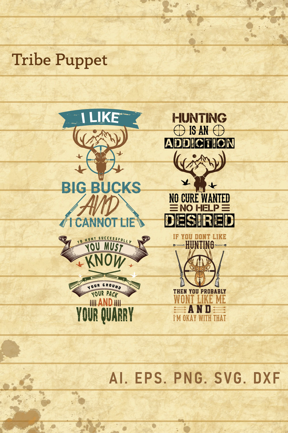 Hunting Typography pinterest preview image.