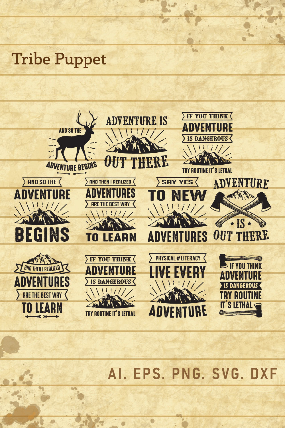 Adventure Typography Bundle pinterest preview image.