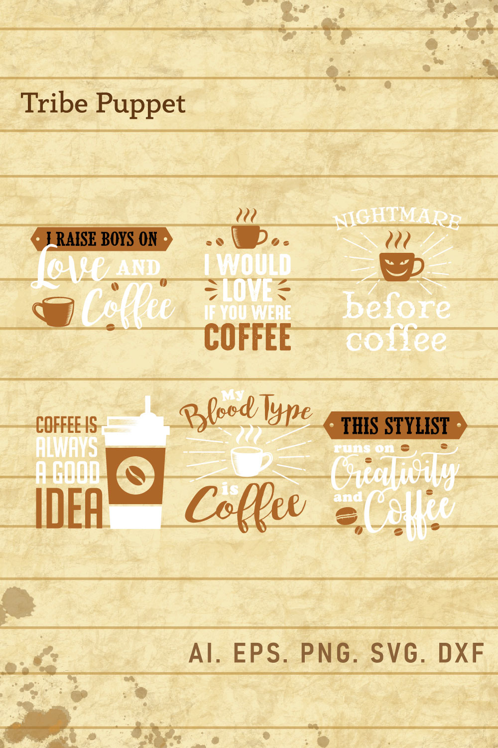 Coffee Quotes Typography 2 pinterest preview image.
