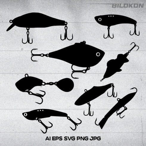 Set of Various Fishing Lures, Fishing Wobblers, SVG Vector cover image.
