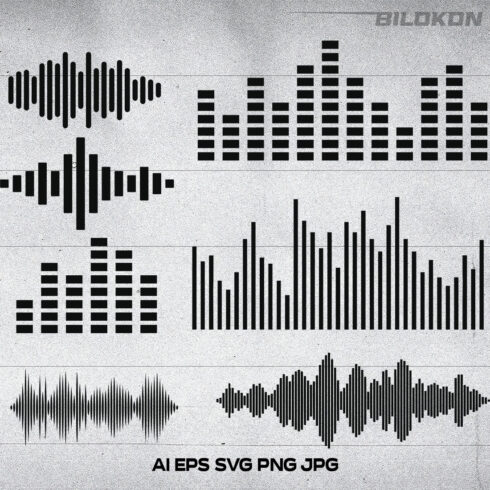 Sound waves set icon, SVG Vector cover image.