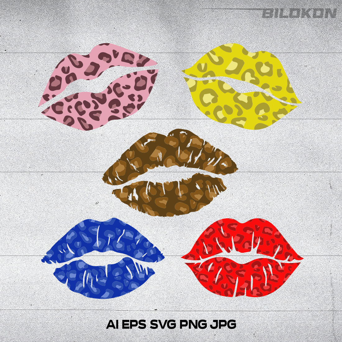 Kissing and biting lips with leopard set, SVG Vector cover image.