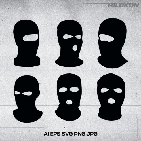 Balaclava masks of criminals, bandits and mafia, SVG Vector cover image.