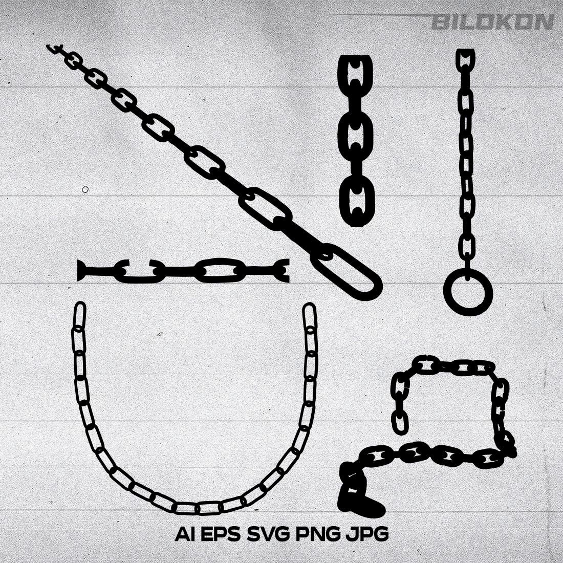 Chains silhouette set , SVG Vector cover image.