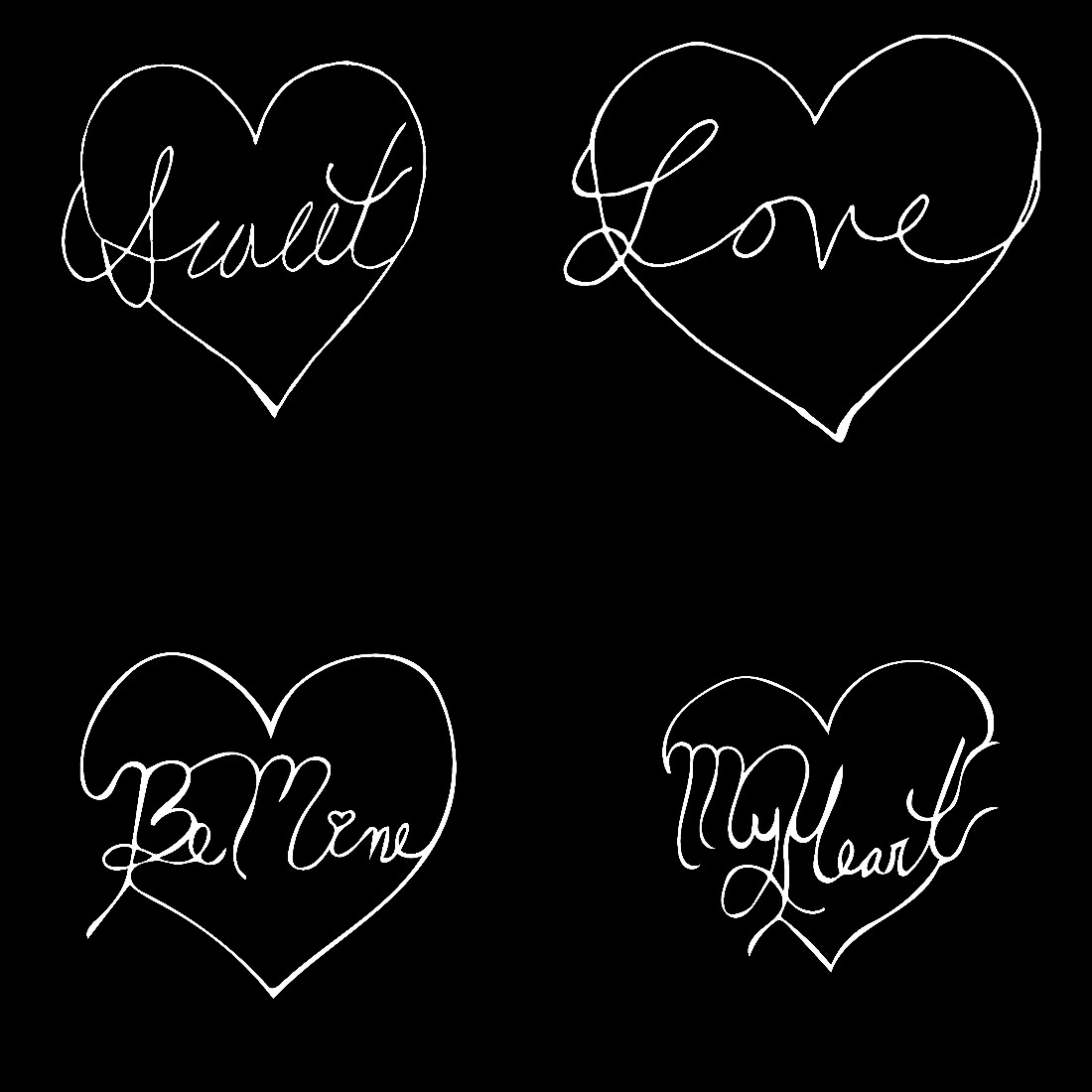 White Heart Shaped Valentine Day\'s Words Cutouts Set of 5 cover image.