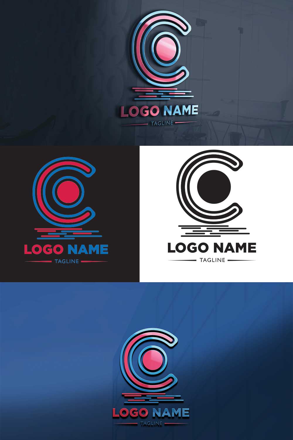 C Letter Logo Template pinterest preview image.
