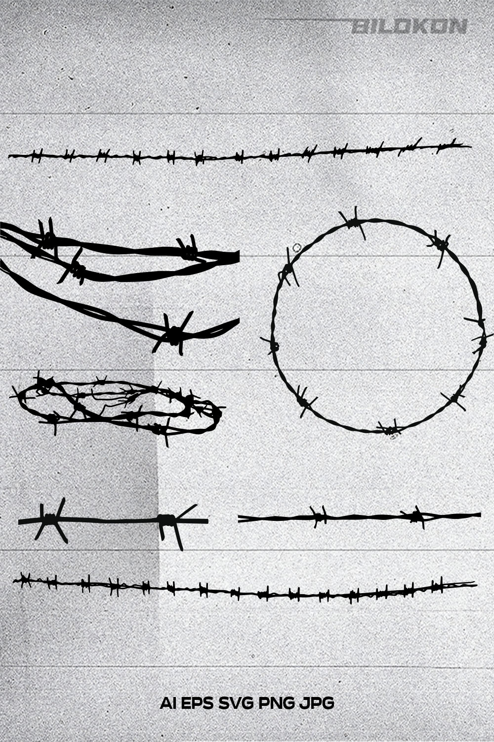 Barbed wire silhouette, SVG Vector pinterest preview image.