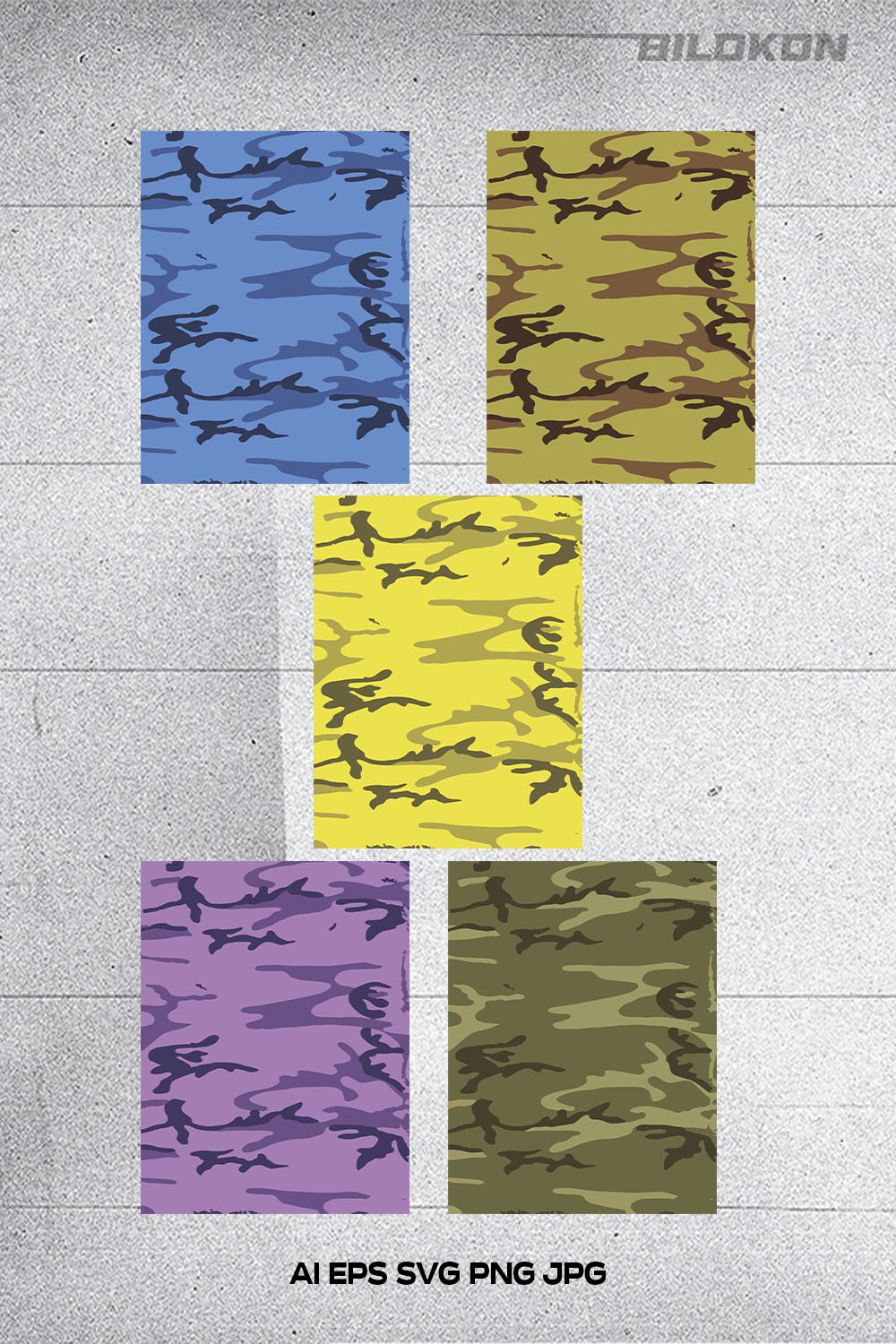 Camouflage pattern print set, Tumbler design, SVG Vector pinterest preview image.