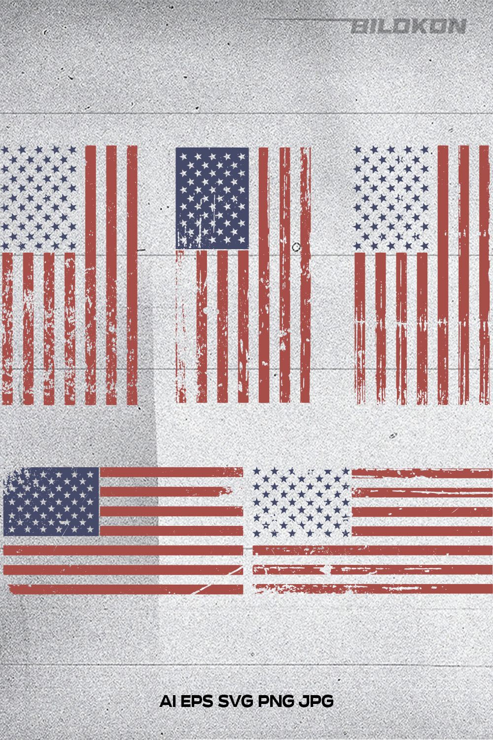 Grunge American flag, USA flag, SVG Vector pinterest preview image.
