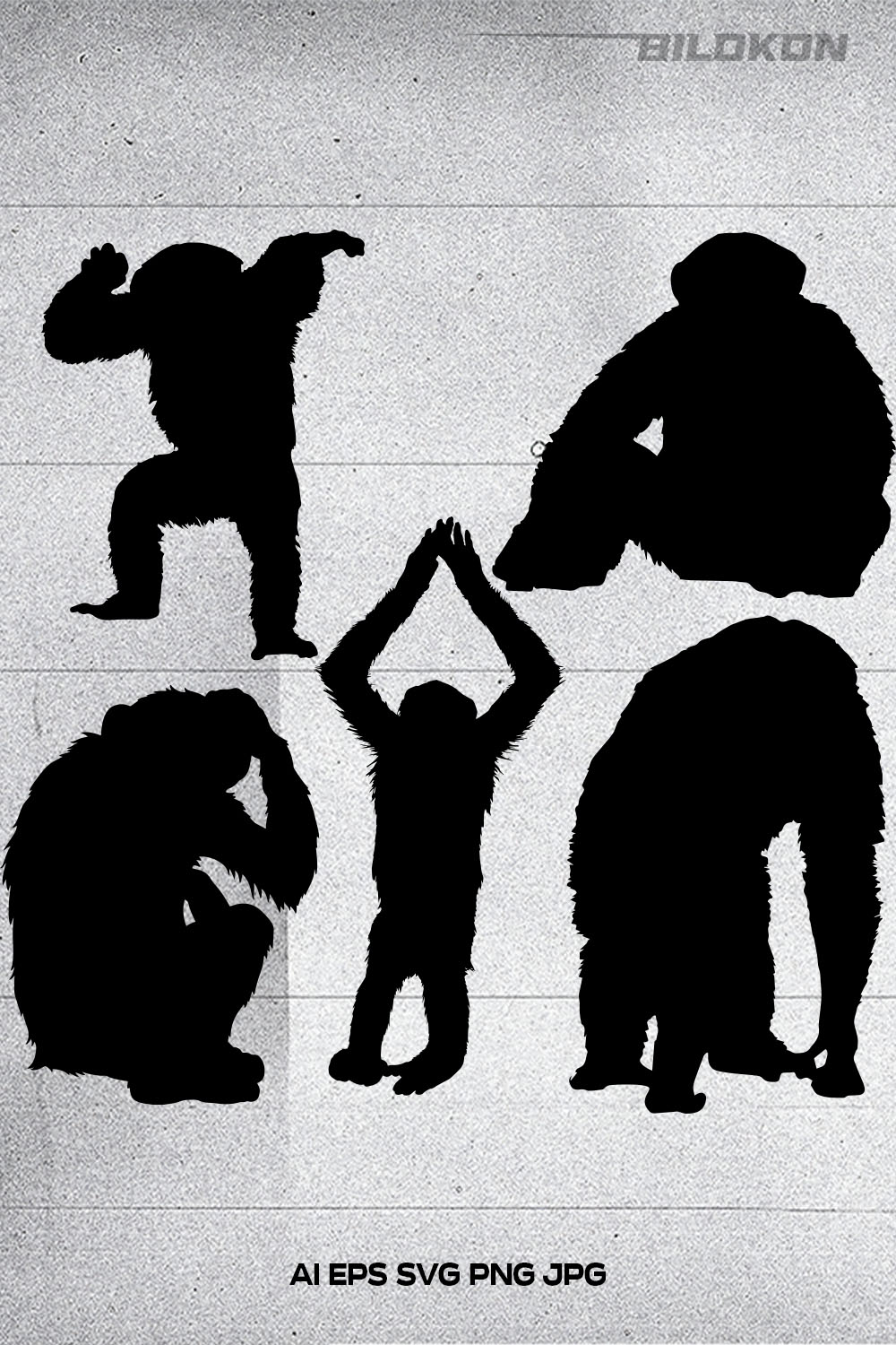 Group of silhouettes of people doing different things.