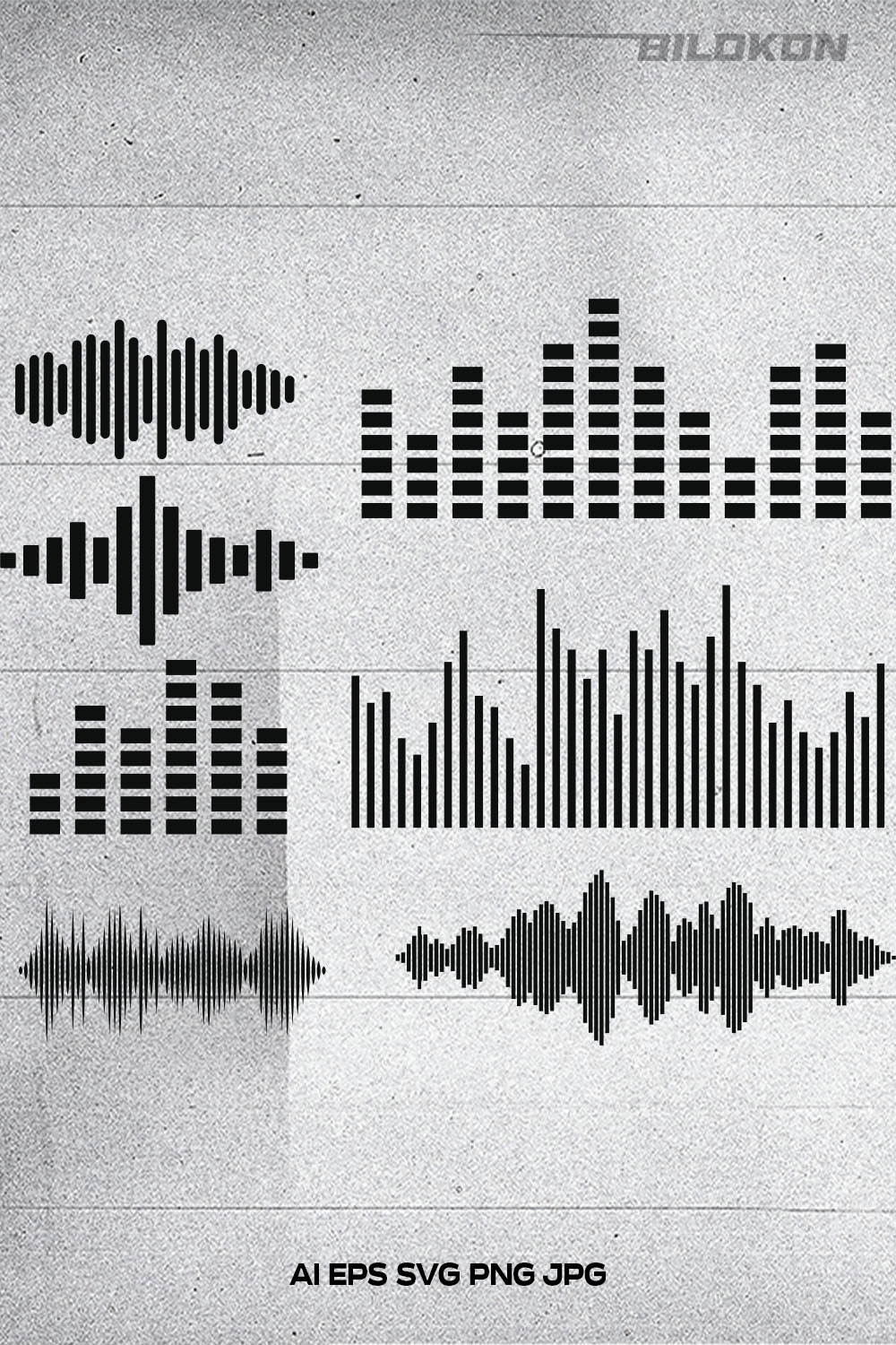 Sound waves set icon, SVG Vector pinterest preview image.