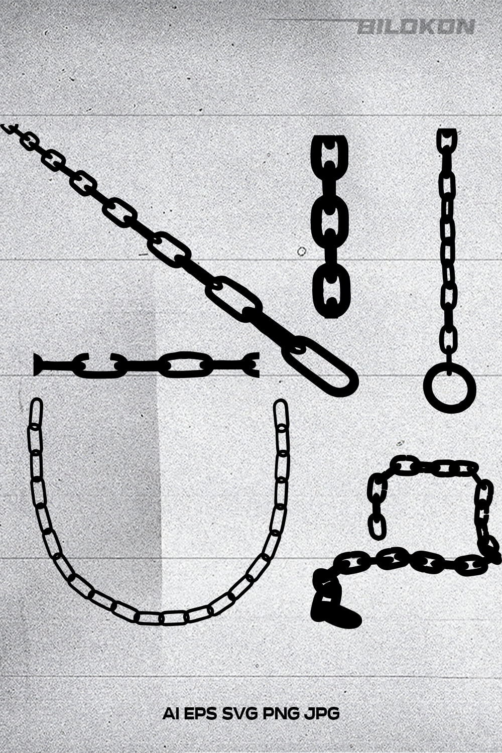 Chains silhouette set , SVG Vector pinterest preview image.