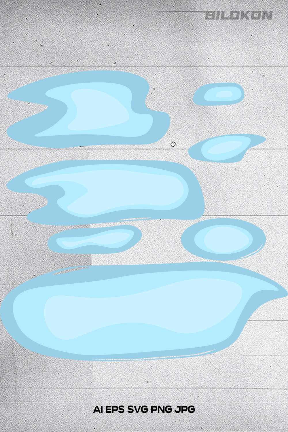 Set of water isolated on a white background, SVG Vector pinterest preview image.