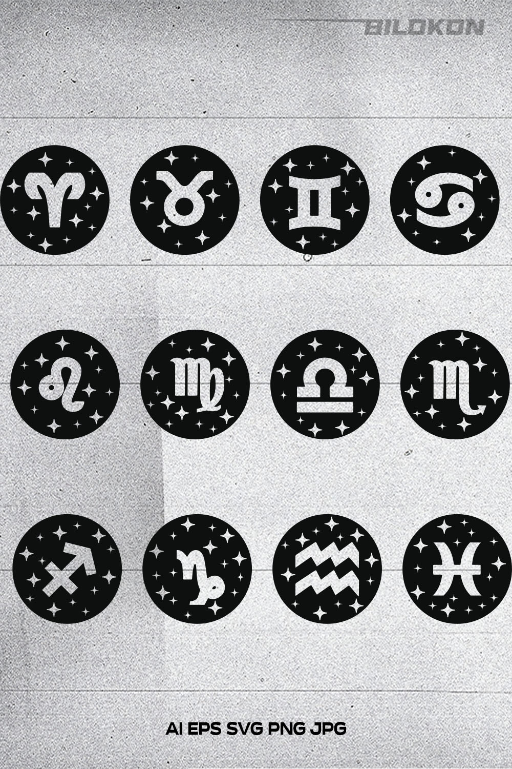 Zodiac horoscope signs SVG Vector pinterest preview image.