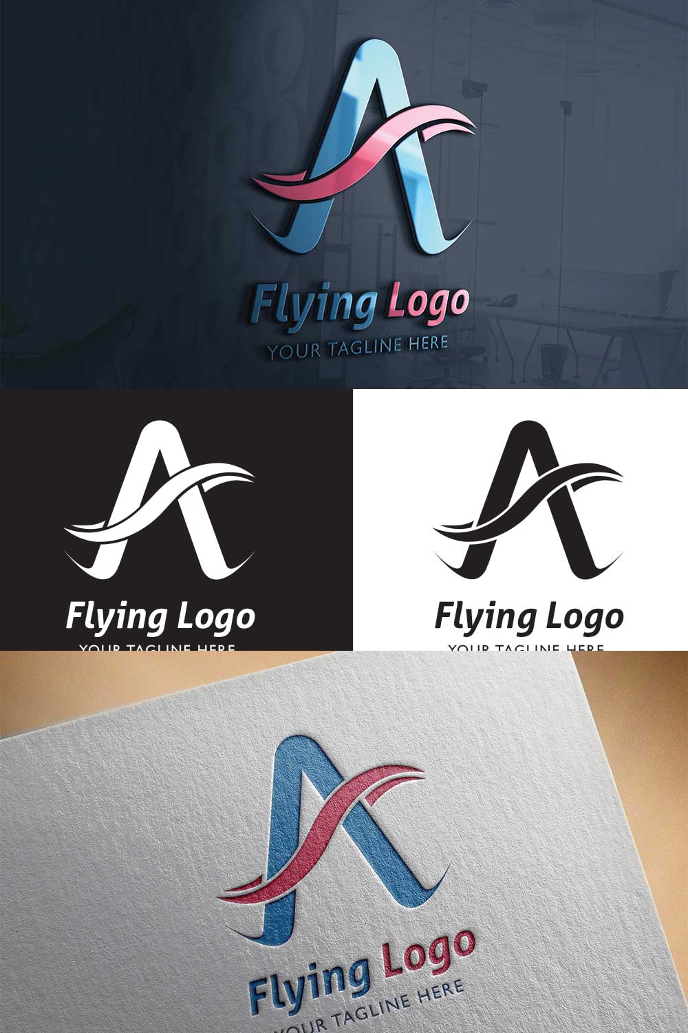 A Letter Logo Template pinterest preview image.