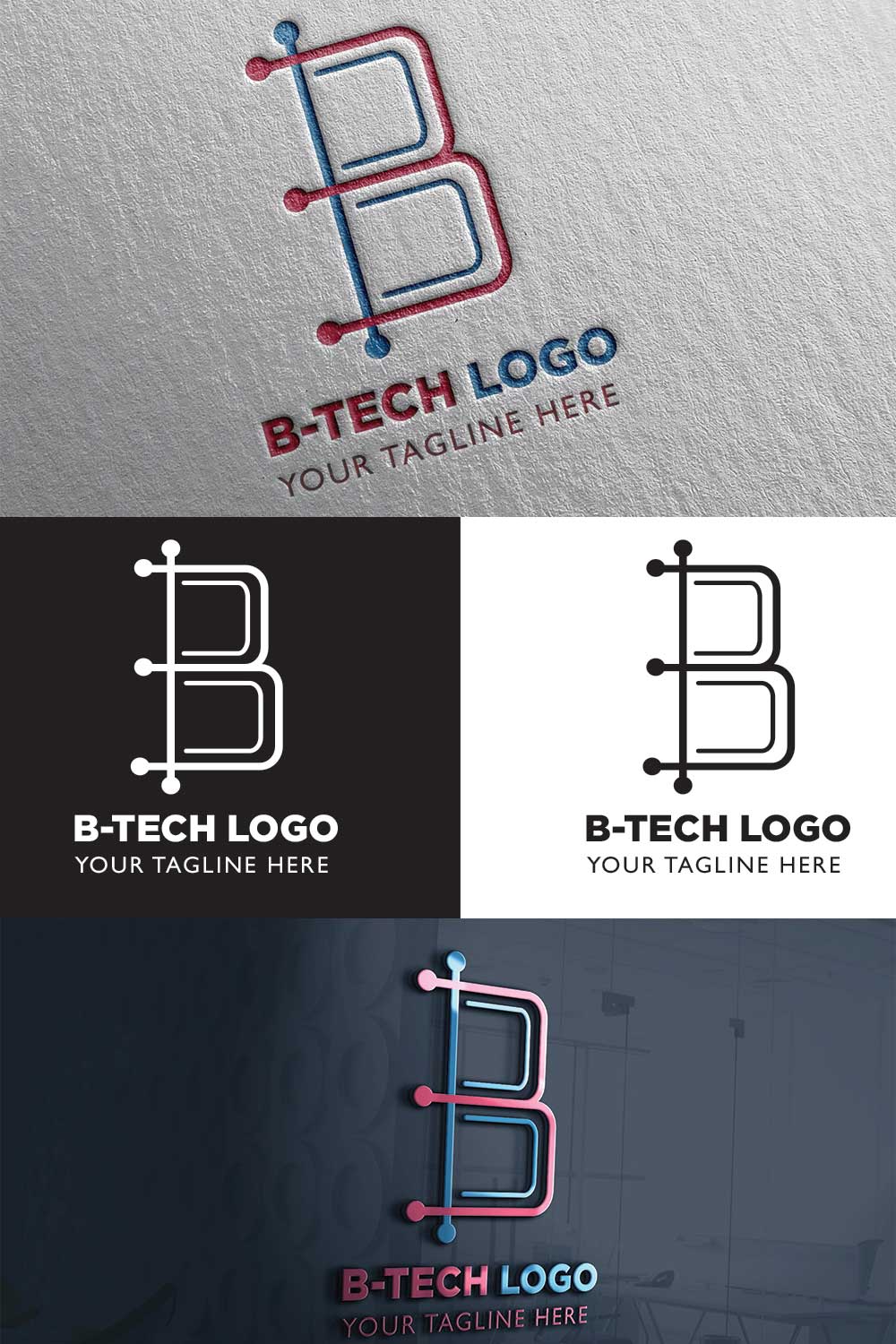B Letter Logo Template pinterest preview image.