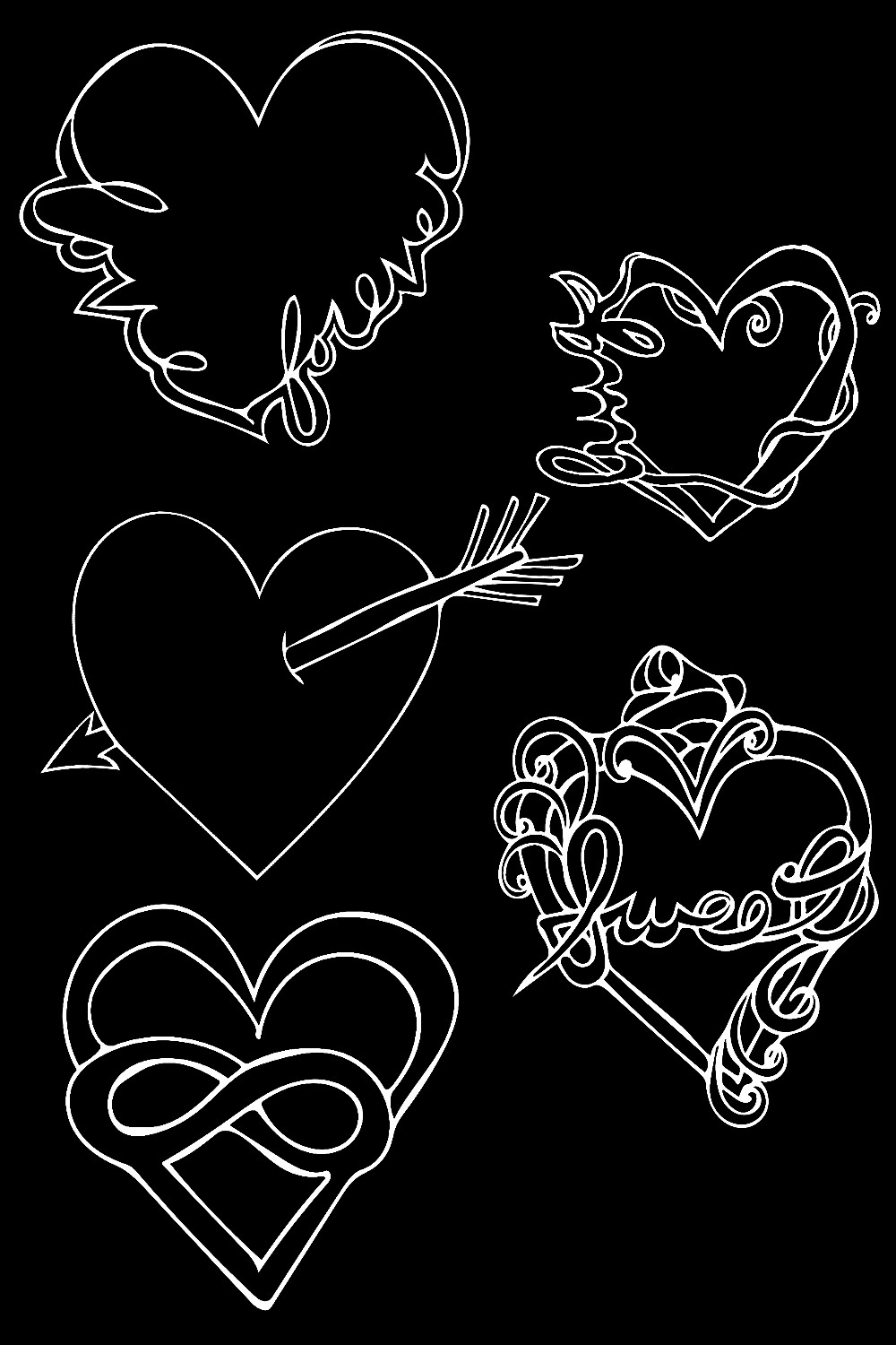 Valentine Doodle Sweet Lovely Words Cutout White DXF Cut Files pinterest preview image.