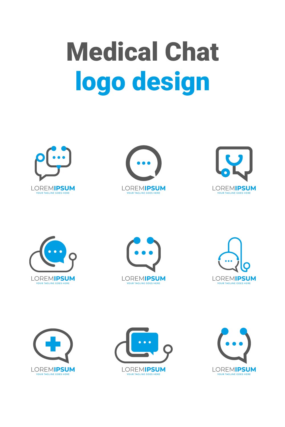 Medical Chat Consult Logo Design Bundle pinterest preview image.