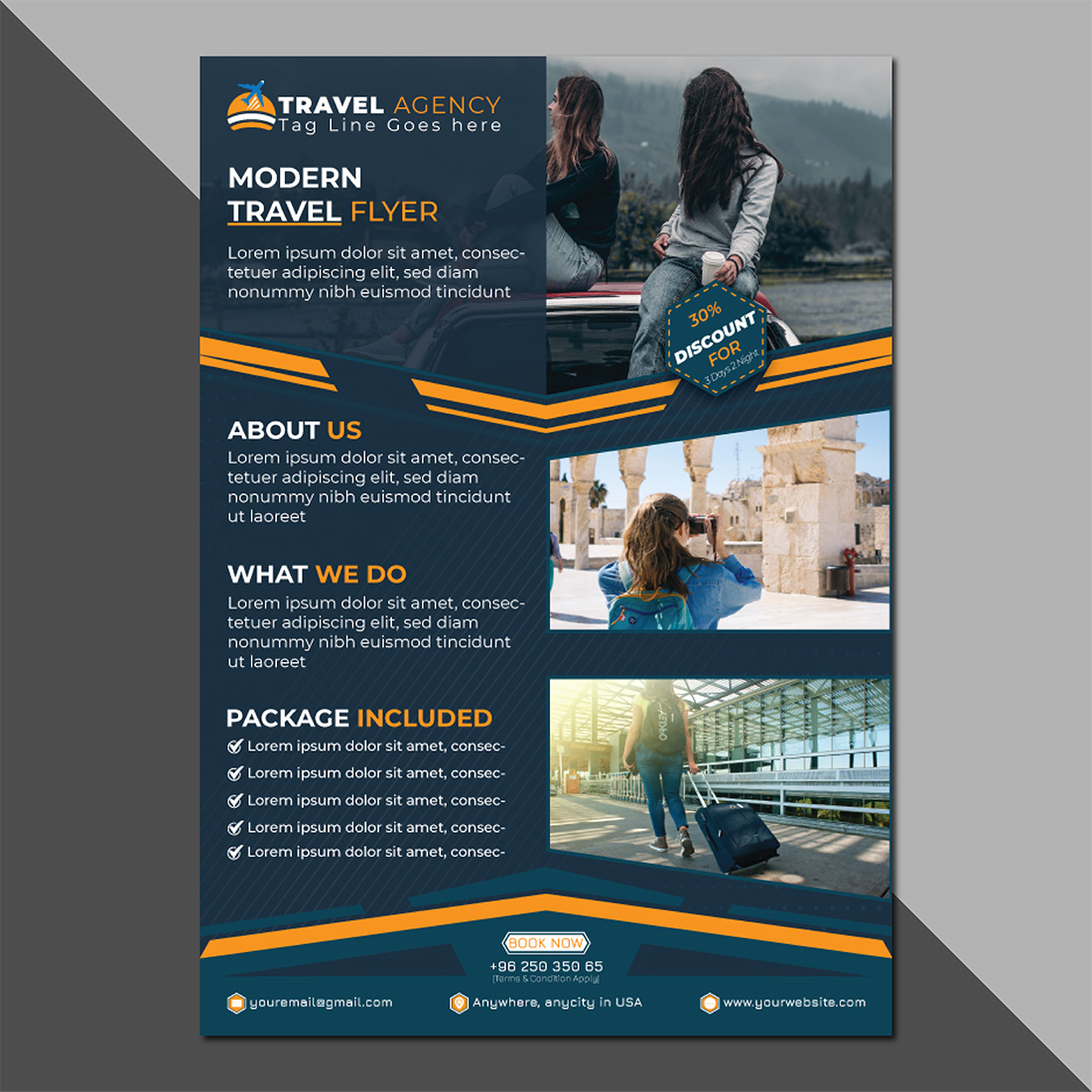 Travel Flyer Template preview image.