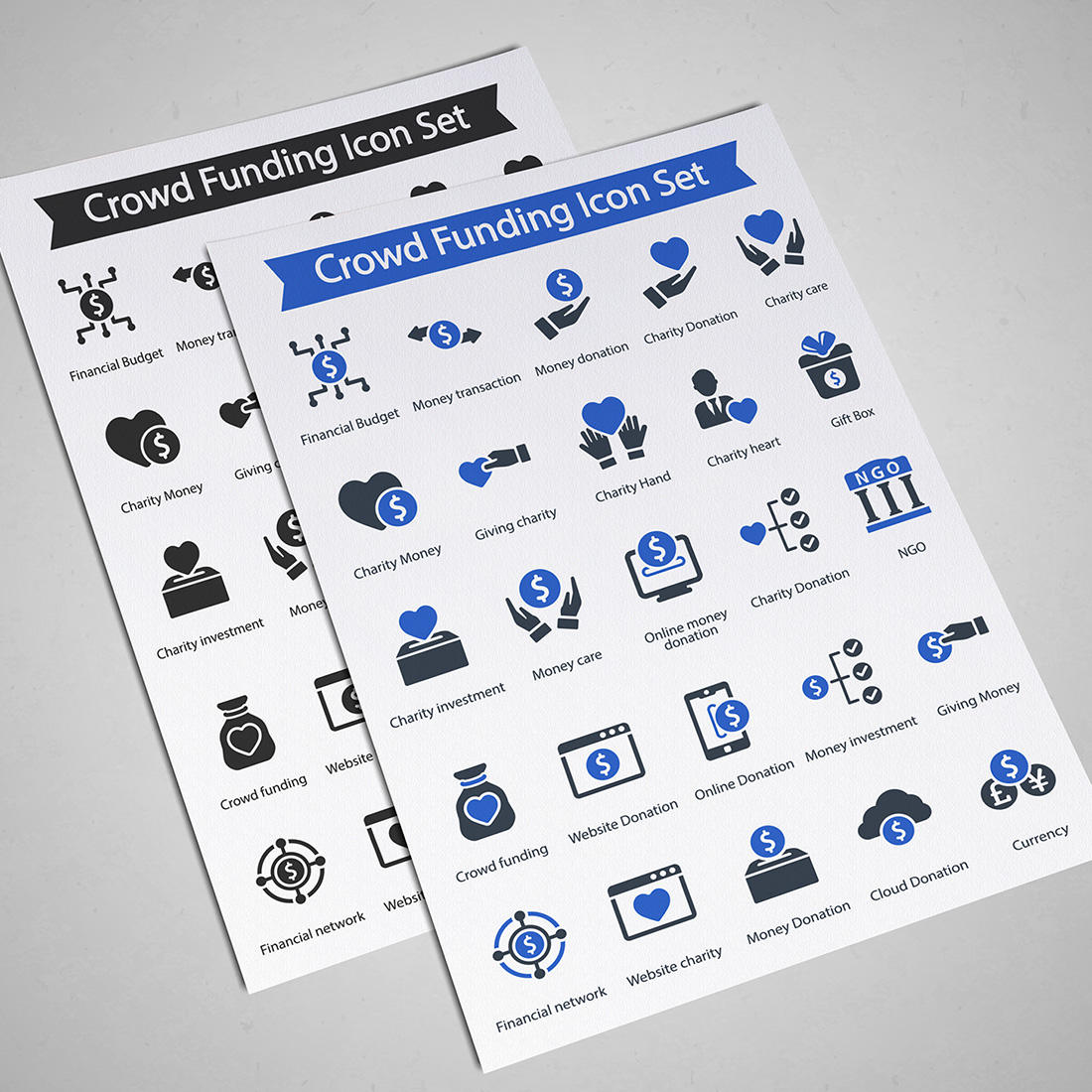 Crowd funding Icon Set preview image.