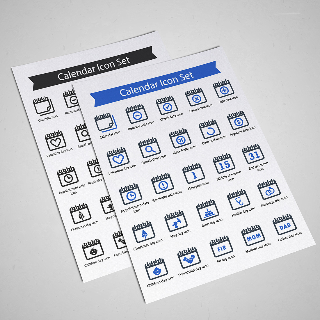 Calendar Icon Set preview image.