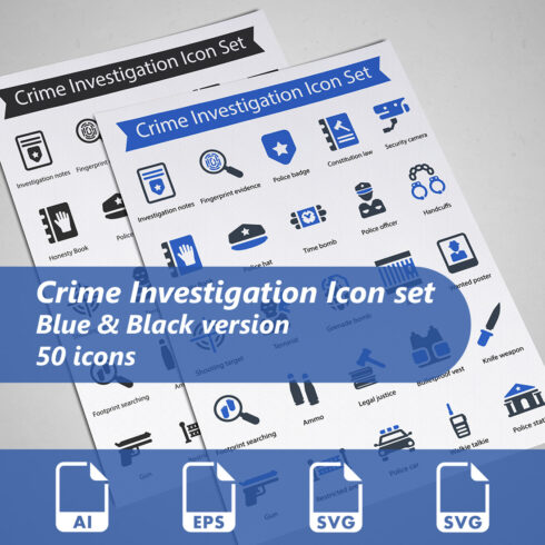 Crime Investigation Icon Set cover image.