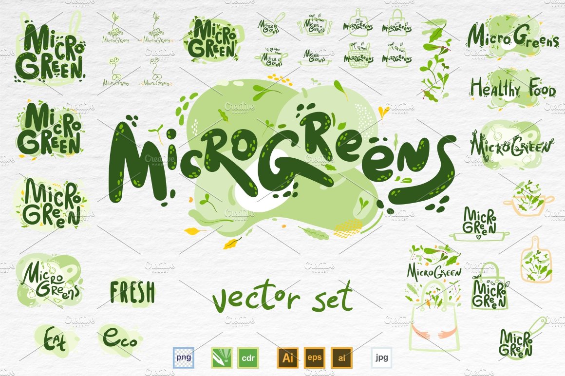 Microgreen illustration set 2 cover image.